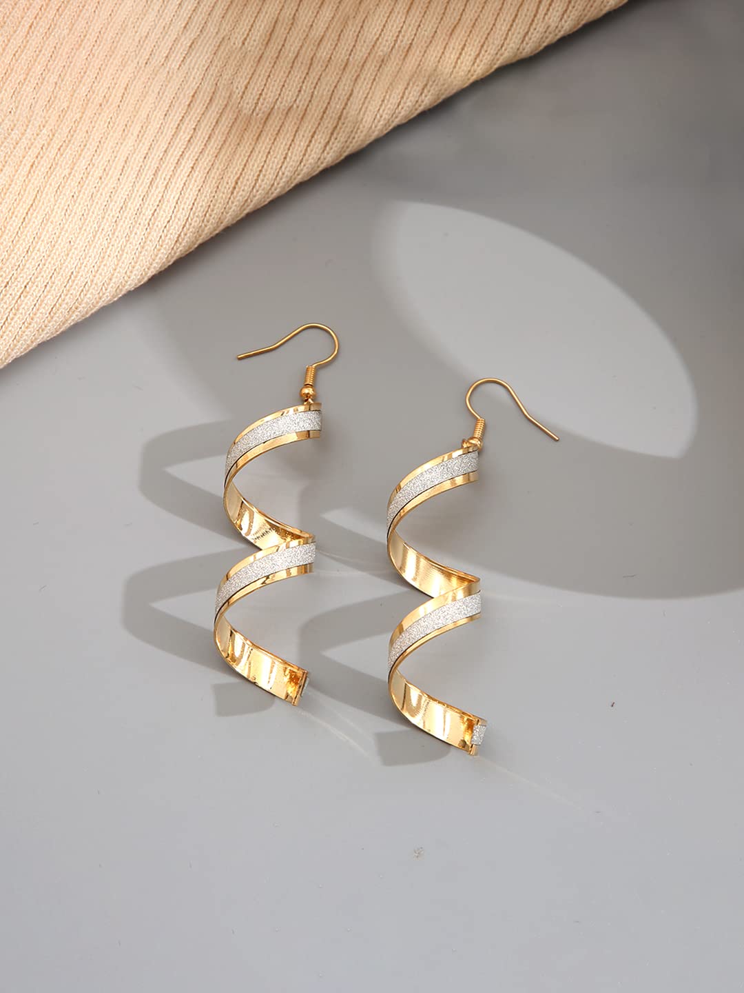 Yellow Chimes Earrings for Women and Girls Dangler | Gold Toned Spiral Designed Dangler Earrings | Birthday Gift for girls and women Anniversary Gift for Wife