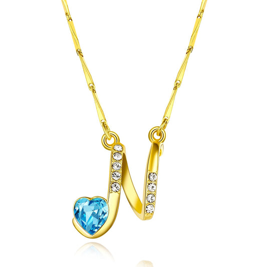 Yellow Chimes Swarovski Elements 22K Gold Plated Alphabet Collection Pendant for Men & Women
