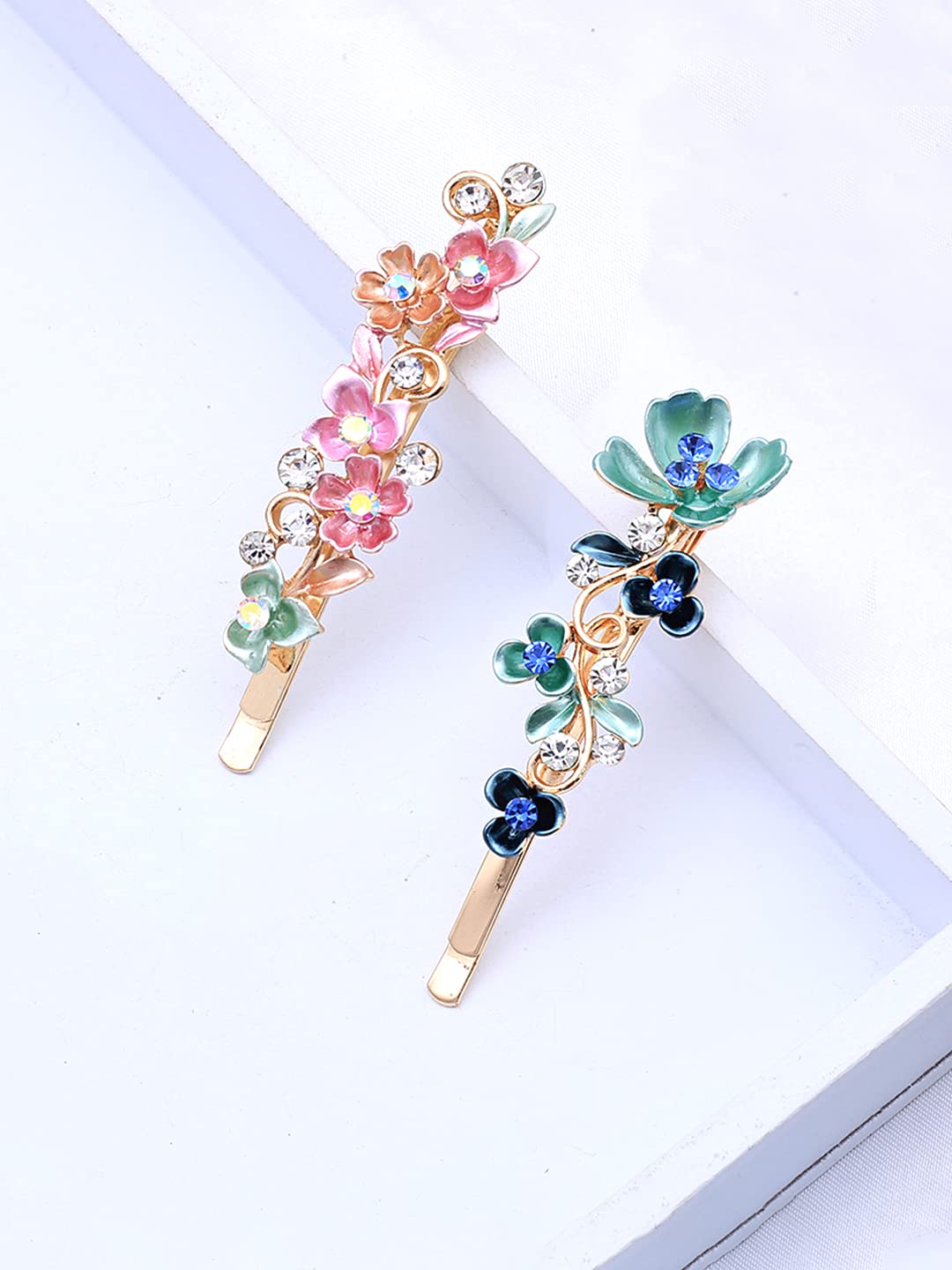 Yellow Chimes Hair Pins for Women Girls Hair Accessories for Women Hair Pin Hairpin Bobby Pins for Hair Pins for Girls Bobby Pins fro women Gift for Women and Girls (Enameled Floral Hairpin)