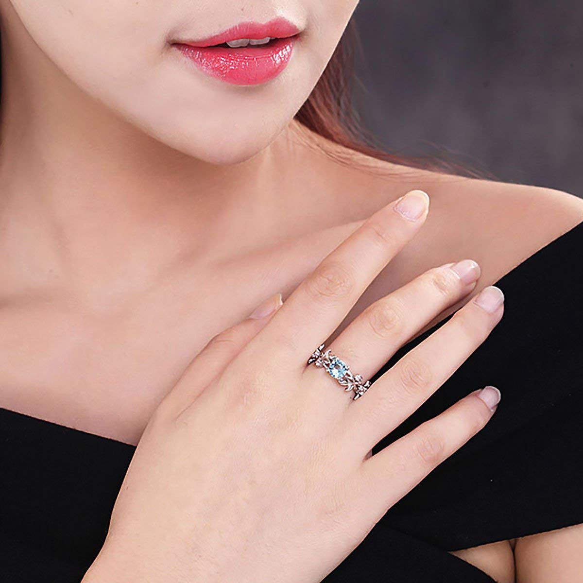 Yellow Chimes Rings Royal Blue Crystal Ring in Red Velvet Rose Ring Box for Women and Girls