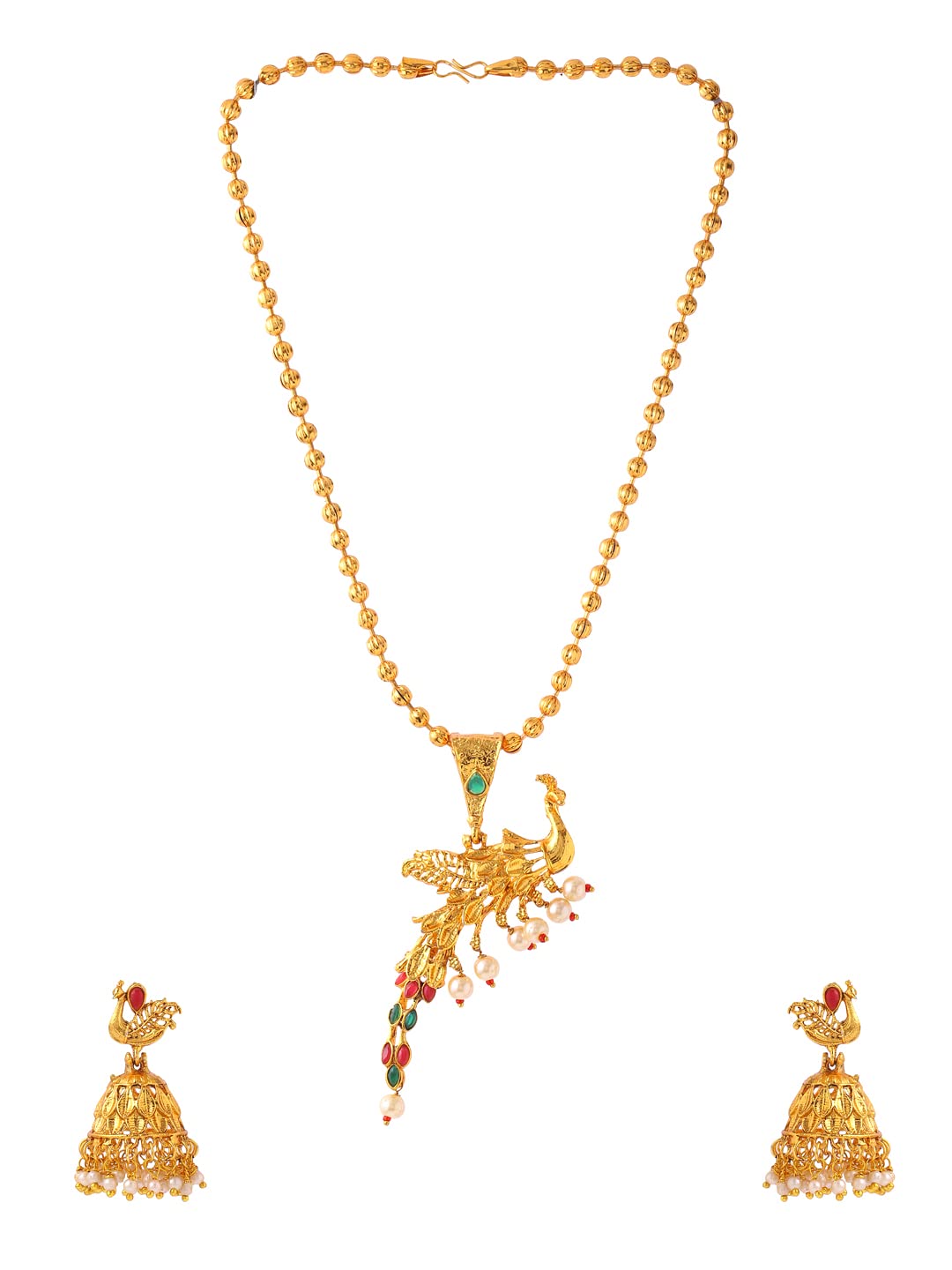 Yellow Chimes Jewellery Set for Women and Girls | Traditional Golden Jewellery Set for Women Gold Plated Necklace Set | Peacock Shaped Antique Jewellery | Accessories Jewellery for Women | Birthday Gift for Girls and Women Anniversary Gift for Wife