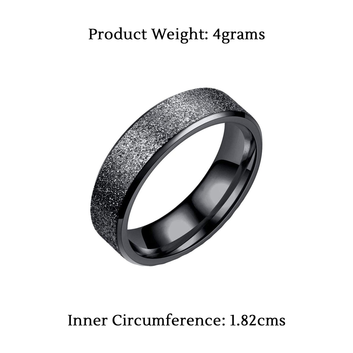 Yellow Chimes Trendy Western Style Titanium Collection Stardust Black Band Stainless Steel Rings for Men and Boys, US 8 (YCFJRG-134SPRK-8-BK)