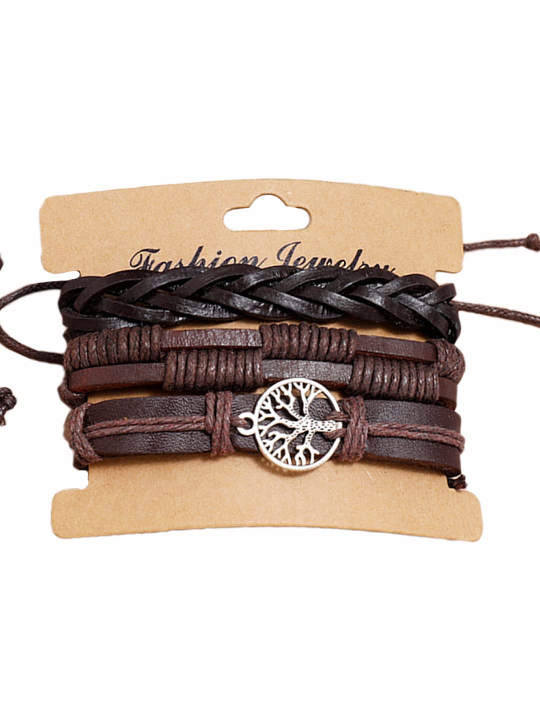 Yellow Chimes Leather Bracelet for Men Wide Brown Color Multi-Layred Leather Wrap,Charm Bracelet Set for Men and Boys