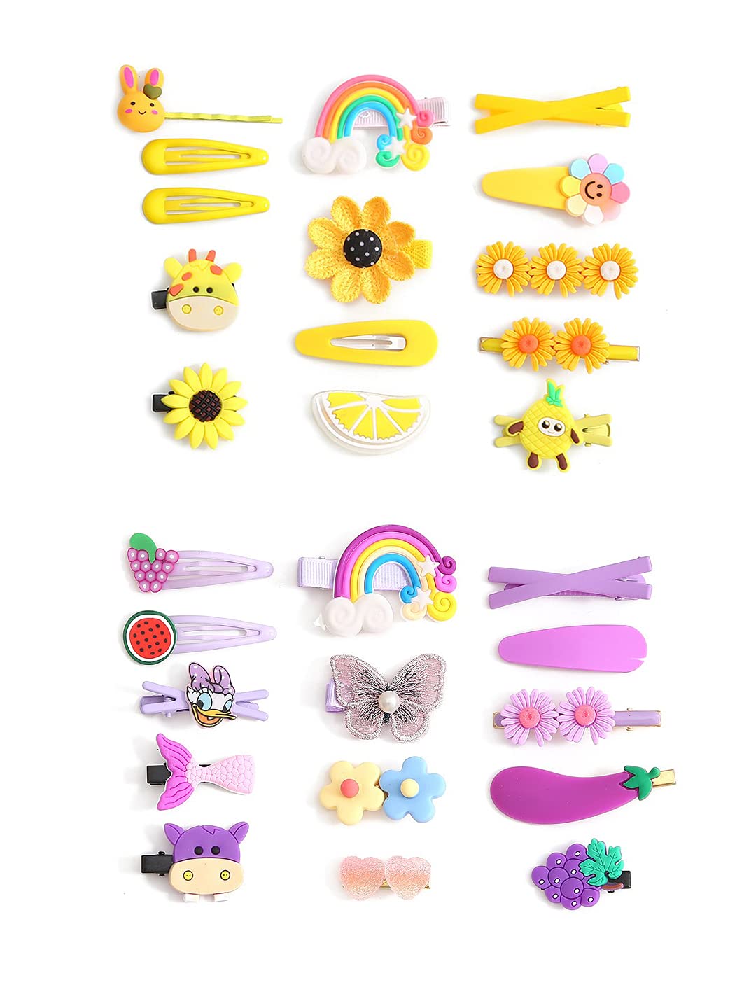 Melbees by Yellow Chimes Hair Clips for Girls Kids Hair Clip Hair Accessories For Girls Cute Characters Pretty Tiny Hair Clips for Baby Girls 28 Pcs Yellow Alligator Clips for Hair Baby Hair Clips