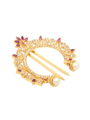 Yellow Chimes Juda Pin for Women Classic AD/American Diamond Studded Hair Accessories for Women and Girls. (Design 4)
