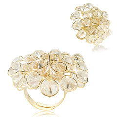 Yellow Chimes Stylish Crystal Beads Combo of 3 Gold Plated Cocktail Rings Set for Women & Girls