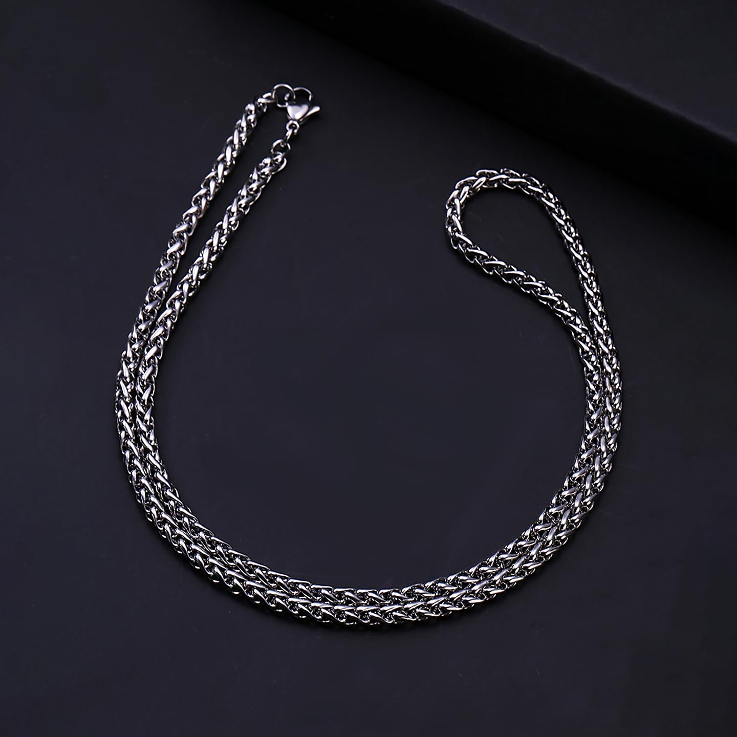 Yellow Chimes Chain for Men and Boys Silver Figaro Neck Chain for Men | 2 Pcs Combo of Stainless Steel Chains for Men | Birthday Gift for Men and Boys Anniversary Gift for Husband