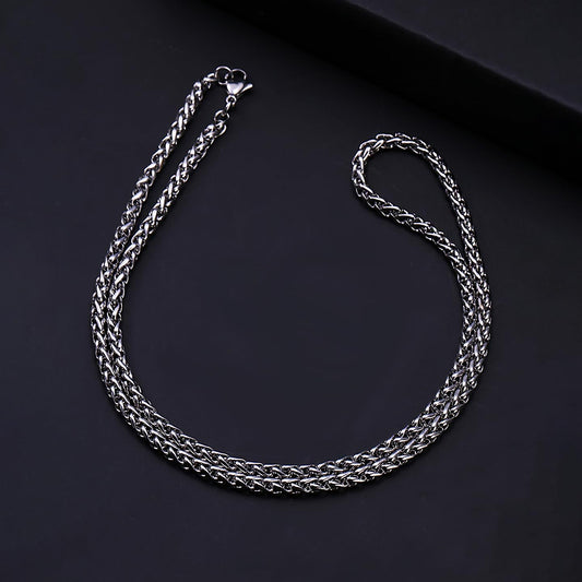 Yellow Chimes Chain for Men and Boys Silver Figaro Neck Chain for Men | 2 Pcs Combo of Stainless Steel Chains for Men | Birthday Gift for Men and Boys Anniversary Gift for Husband