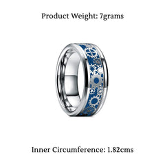Yellow Chimes Rings for Men Stainless Steel Band Ring Blue Silver Steampunk Gear Wheel Design Finger Ring for Men and Boys