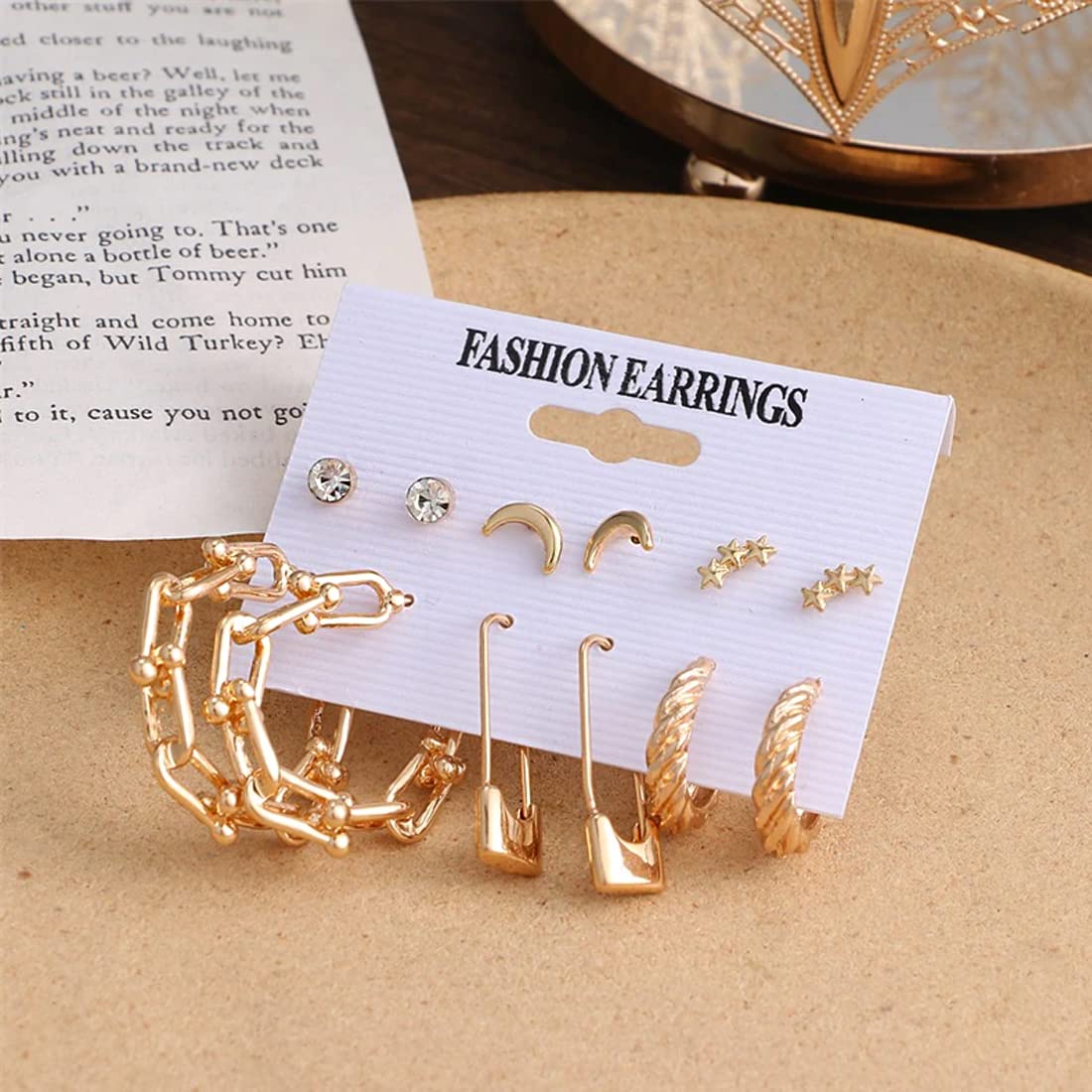 Yellow Chimes Earrings for Women and Girls Fashion Golden Hoops Set | Gold Plated Combo of 6 Pairs Stud Hoop Earring Set | Birthday Gift for girls and women Anniversary Gift for Wife