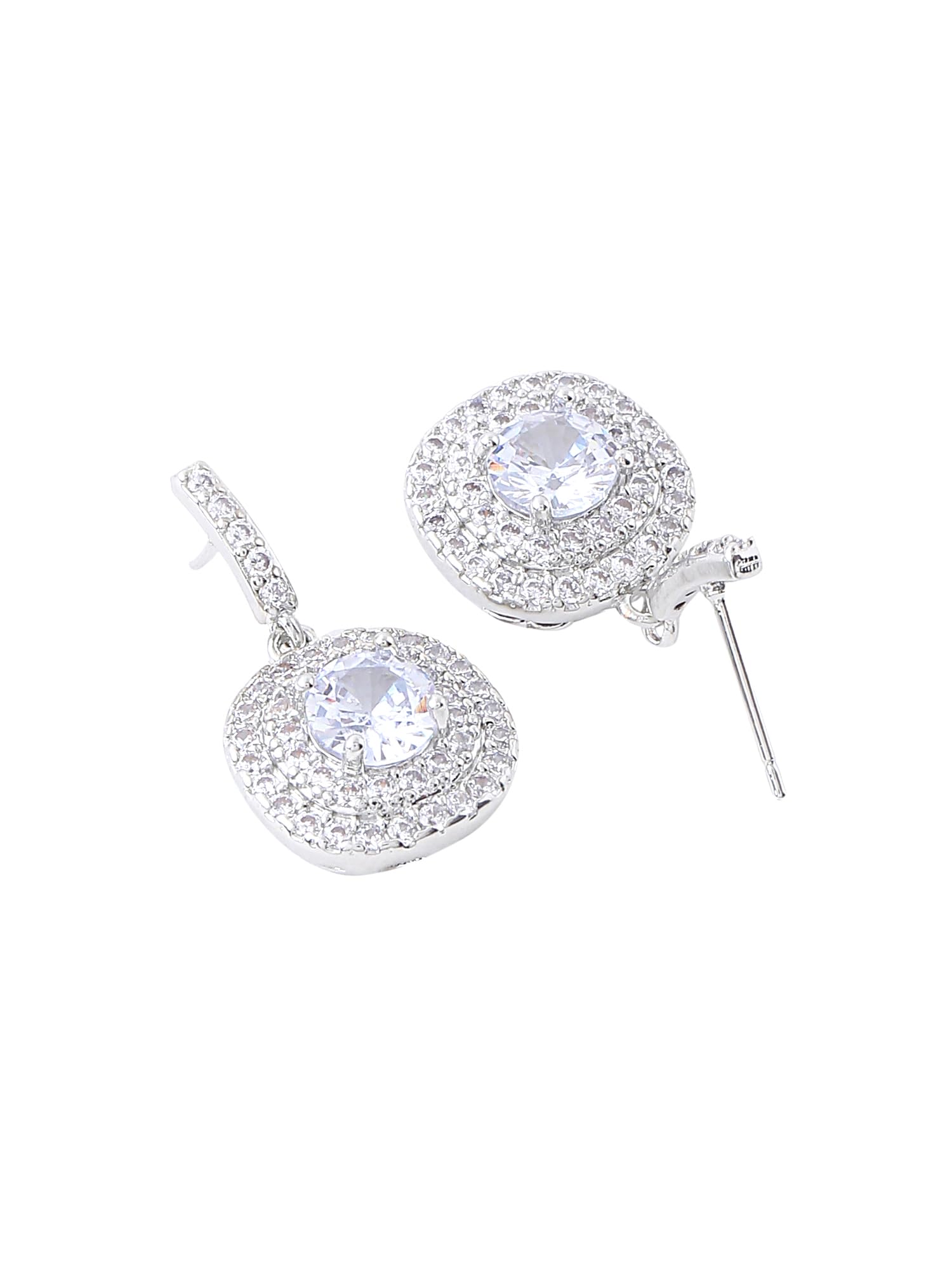 Buy Silver crystal statement drop earrings Online. – Odette