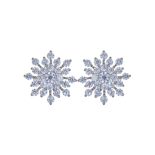 Yellow Chimes Elegant Sparkling Rhinestone Crystal Snowflake Stud Earring for Women and Girls