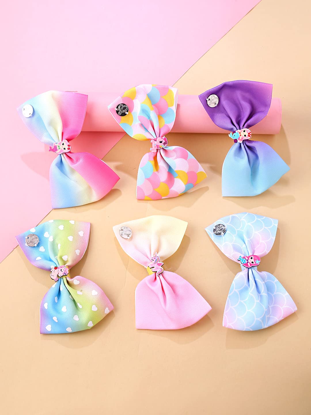 Melbees by Yellow Chimes Hair Clips for Girls Kids Hair Accessories for Girls Hair Clip Alligator Clips Set of 6 PCS Multicolor Cute Bow Hair Clips for Baby Girls Baby Hair Clips For Kids Toddlers