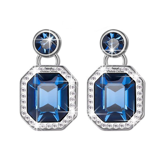 Kairangi Drop Earrings for Women Silver Plated Classic Crystal Blue Drop Earrings for Women and Girls.