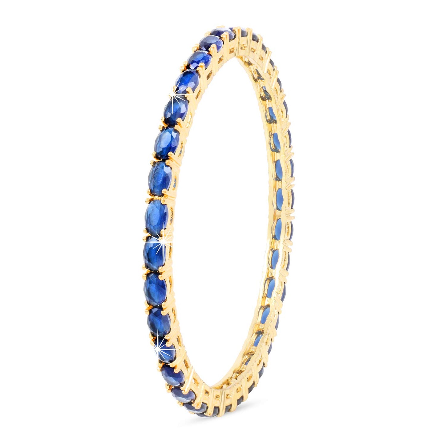 Yellow Chimes Elegant Sapphire Blue AD/American Diamond Studded 18k Gold Plated 4 PCs Handcrafted Bangles Set for Women & Girls (2.4)