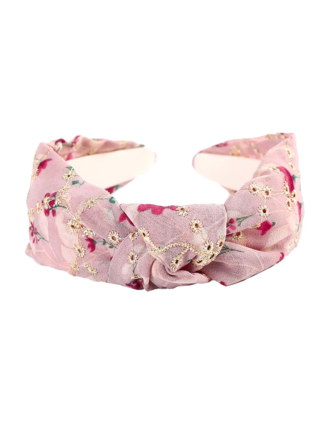 Yellow Chimes Hair Bands for Girls Pink Hairbands for Women Solid Fabric Knot Floral Printed Headband Hairband Hair Accessories for Women and Girls.