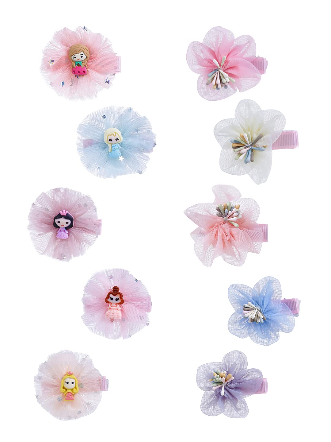 Melbees by Yellow Chimes Hair Clips for Girls Kids Hair Clip Hair Accessories for Girls Set of 10 PCS Cute Doll Charm & Floral Theme Aligator Clips Hair Clips for Baby Girls Baby Hair Clips For Kids Toddlers