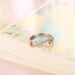 Yellow Chimes Infinite Love 18K Rose Gold Plated Crystal Ring for Women & Girls