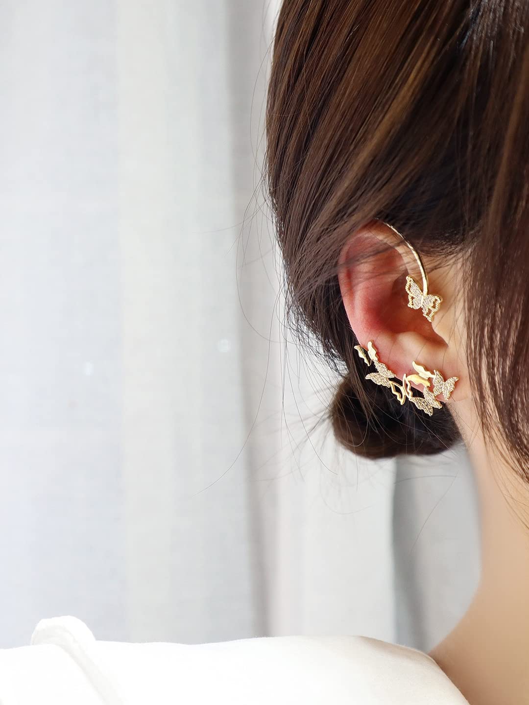 Yellow Chimes Earrings for Women and Girls Fashion Gold Ear Cuff | Gold Toned Ear Cuff | Butterfly Cartilage Ear Clips Earrings | Birthday Gift for Girls and Women Anniversary Gift for Wife