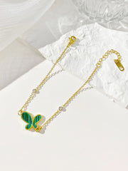 Yellow Chimes Bracelet for Women Stainless Steel Gold Plated Green Butterfly Charm Bracelet for Women and Girls