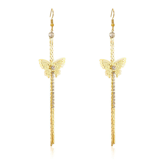Yellow Chimes Butterfly Thread Chandelier Earring for Women & Girls