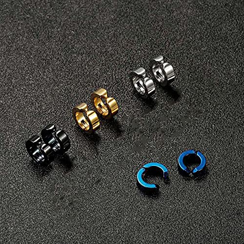 Yellow Chimes Hoop Earrings for Men Combo of 4 Pairs Stainless Steel Multicolor Non Piercing Huggie Hoops Earrings for Men and Women