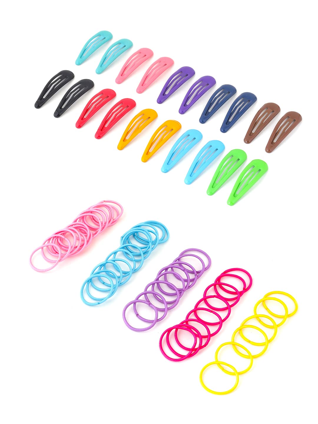 Melbees by Yellow Chimes Hair Clips for Girls Kids Hair Clip Hair Accessories for Girls Baby's Multicolor 20 Pcs Snap Hair Clips With 50 Pcs Rubber Bands Set for Kids Tic Tac Clips Hairclips for Baby Teens Toddlers