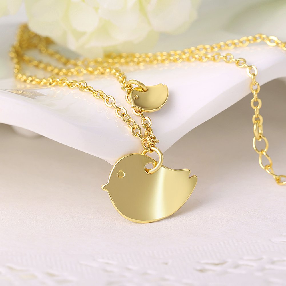 Yellow Chimes Mother Daughter Love Birds 18K Gold Plated Pendant for Girls and Women