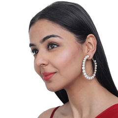 Yellow Chimes Hoop Earrings for Women Combo of 3 Pairs Latest Collection Pearl Hoop Earrings Set for Women and Girls