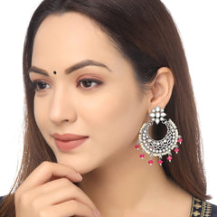 Yellow Chimes Earrings for Women and Girls Traditional Kundan Chandbali | Silver Plated | Kundan Stone Chand Baliyan Earrings | Birthday Gift for girls and women Anniversary Gift for Wife
