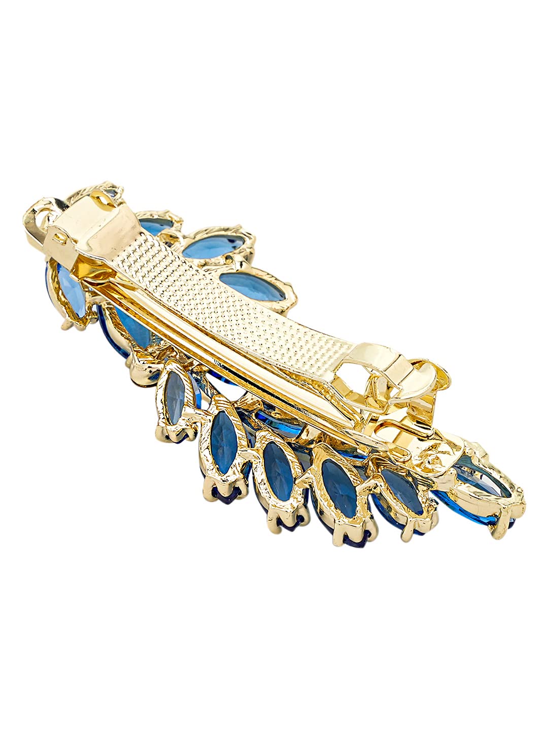 Yellow Chimes Hair Clips for Women Girls Barrette Hair Clips for Women Hair Accessories for Women Leafy Shaped Clips for Women Blue Crystal French Barrette Hair Clips for Women and Girls Gift For Women & Girls