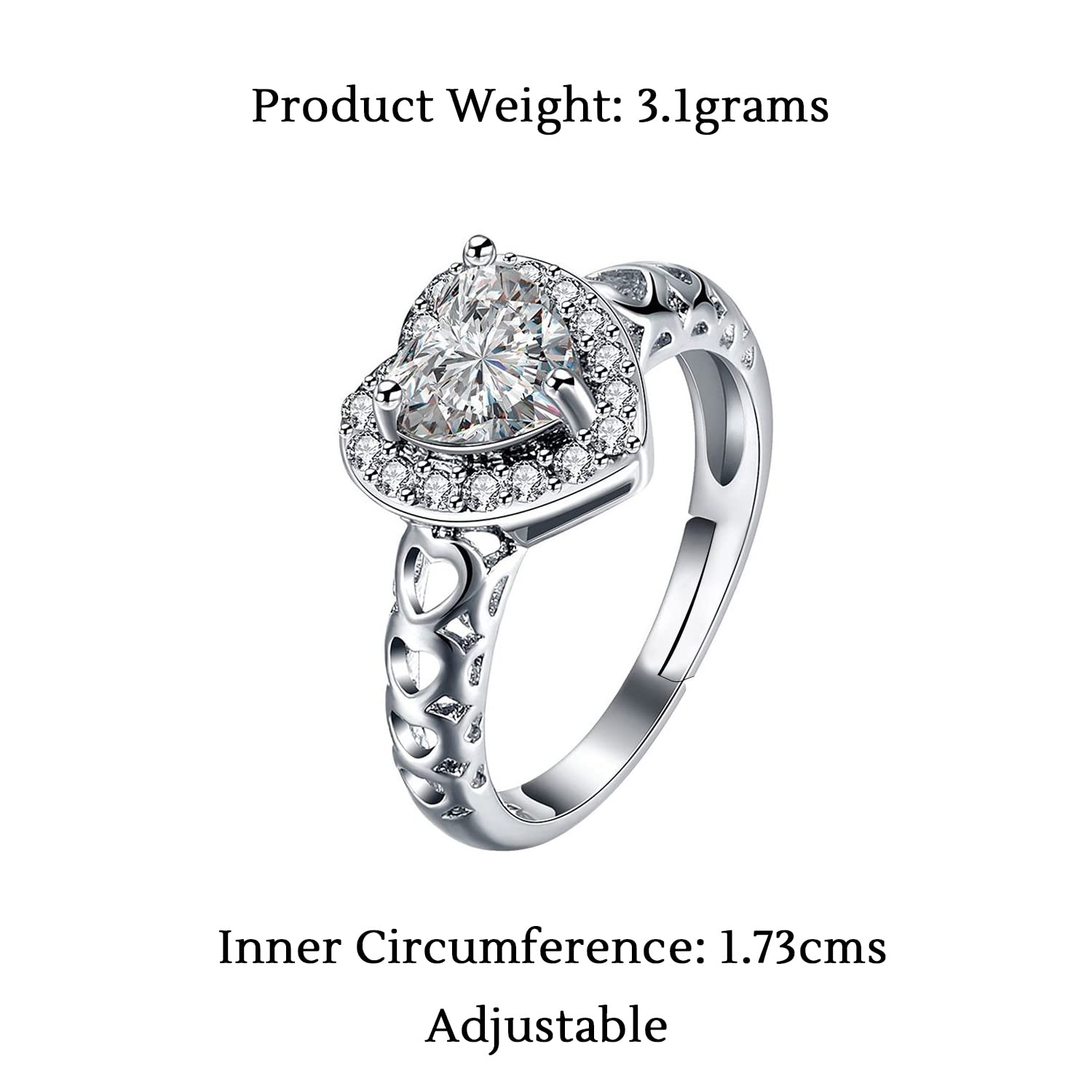 Diamond Essence Two Tone Solitaire Ring With 1 Ct. Round Brilliant Stone In Platinum  Plated Sterling Silver.