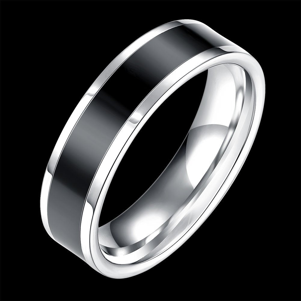 Yellow Chimes Rings for Men Black Band Ring Noble Men Band Style Titanium Steel Ring for Men & Boys.