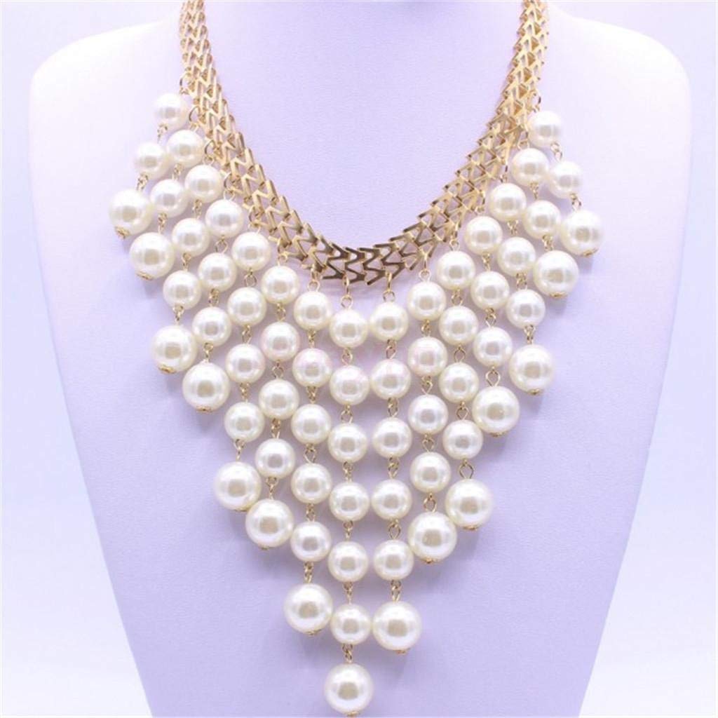 Yellow Chimes Pearl Necklace for Women High End Pearl Collection Multi-Layer Tassel Pearl Beads Collar Choker Necklace for Women and Girl's