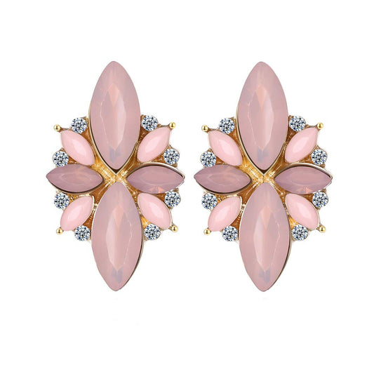 Yellow Chimes Crystal Studded Gold Plated Floral Stud Earrings for Women and Girls