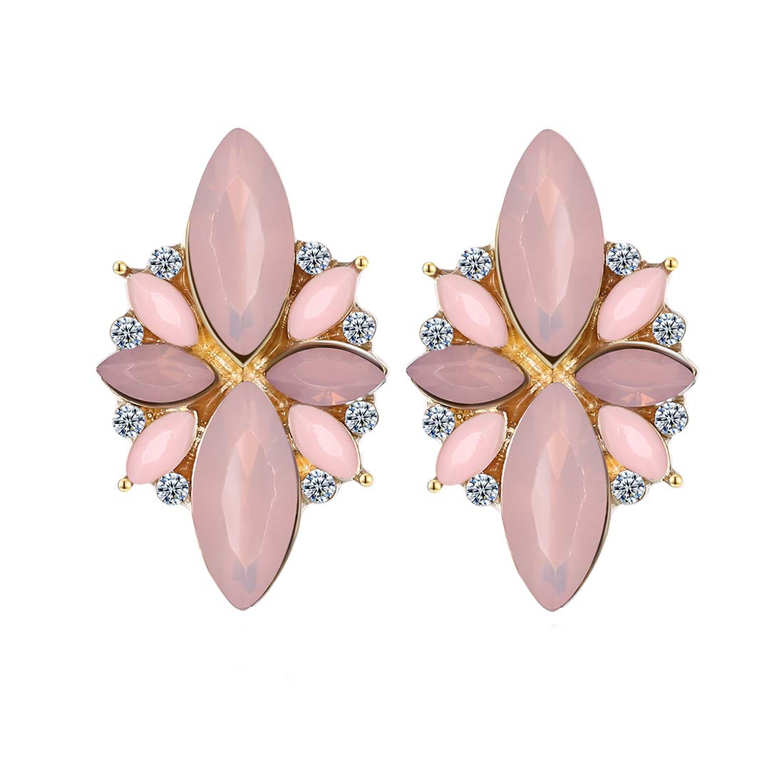 Yellow Chimes Crystal Studded Gold Plated Floral Stud Earrings for Women and Girls