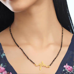 Yellow Chimes Mangalsutra for Women Combo of 3 Pcs Gold Plated Black Beads Mangal Sutra Heart Beat Pendant Necklace for Women and Girls.