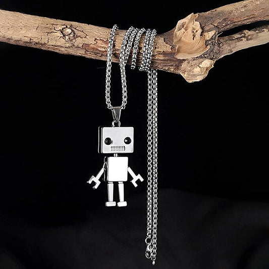 Yellow Chimes Chain Pendant for Girls Silver Chain Pendant 2 Pcs Combo of Stainless Steel Teddy Bear and Robo Designed Chain Pendant for Women and Girls