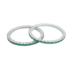 Yellow Chimes Bangles for Women and Girls American Diamond Bangles for women | Silver Tone Green AD Studded Bangles for girls | Birthday Gift For girls and women Anniversary Gift for Wife