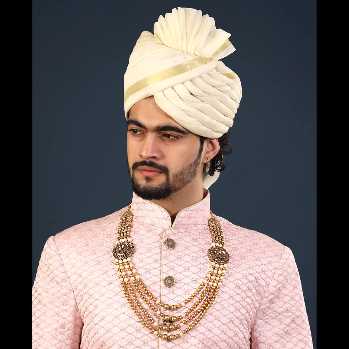 Yellow Chimes Dulahmala For Mens Pearl Necklace Jewellery for Groom Dulha Moti Mal Haar For men