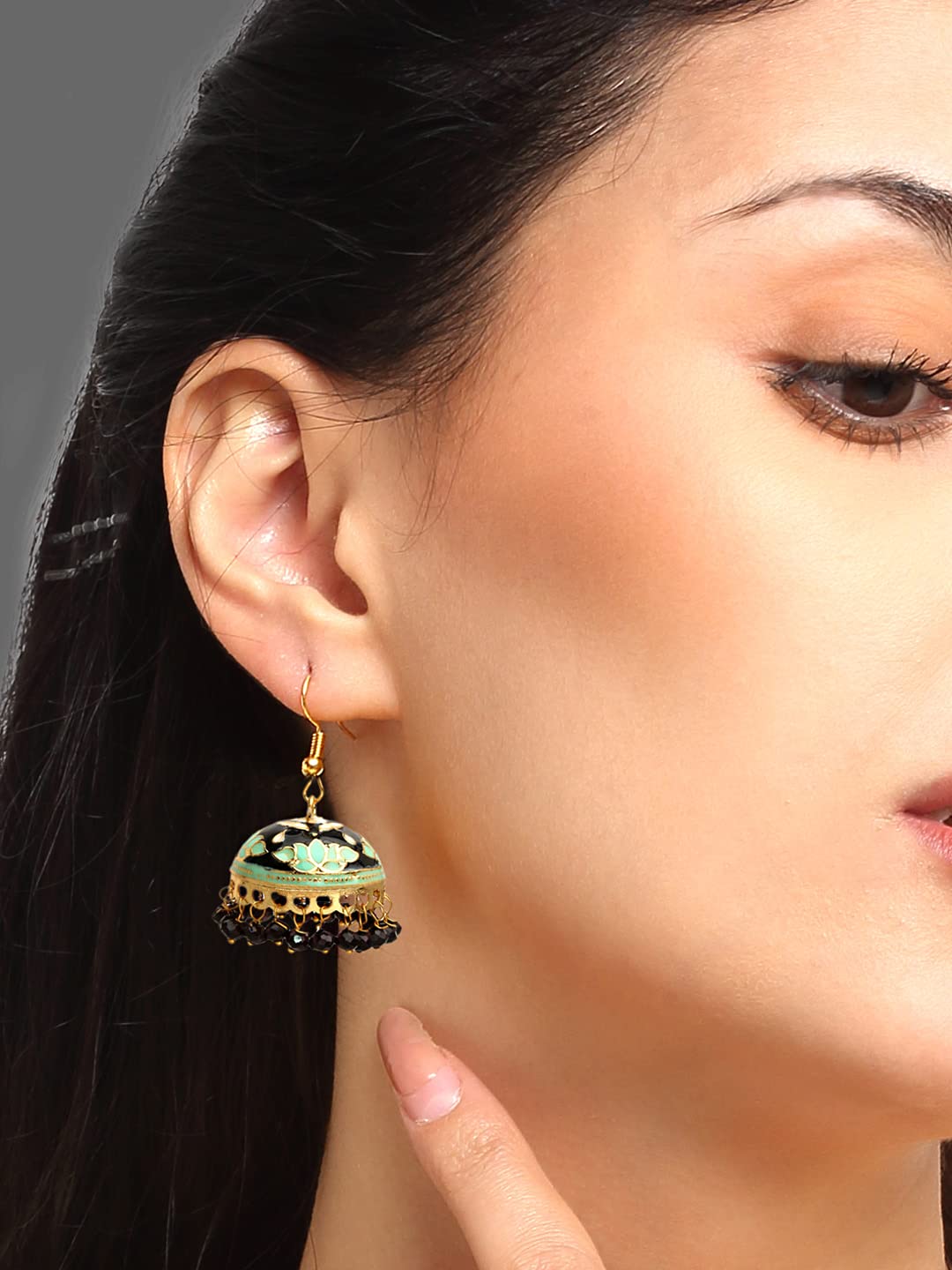 Kairangi Meenakari Jumka Earrings with Ethnic Design Gold Plated Traditional Beads Combo of 2 pair for Women and Girls