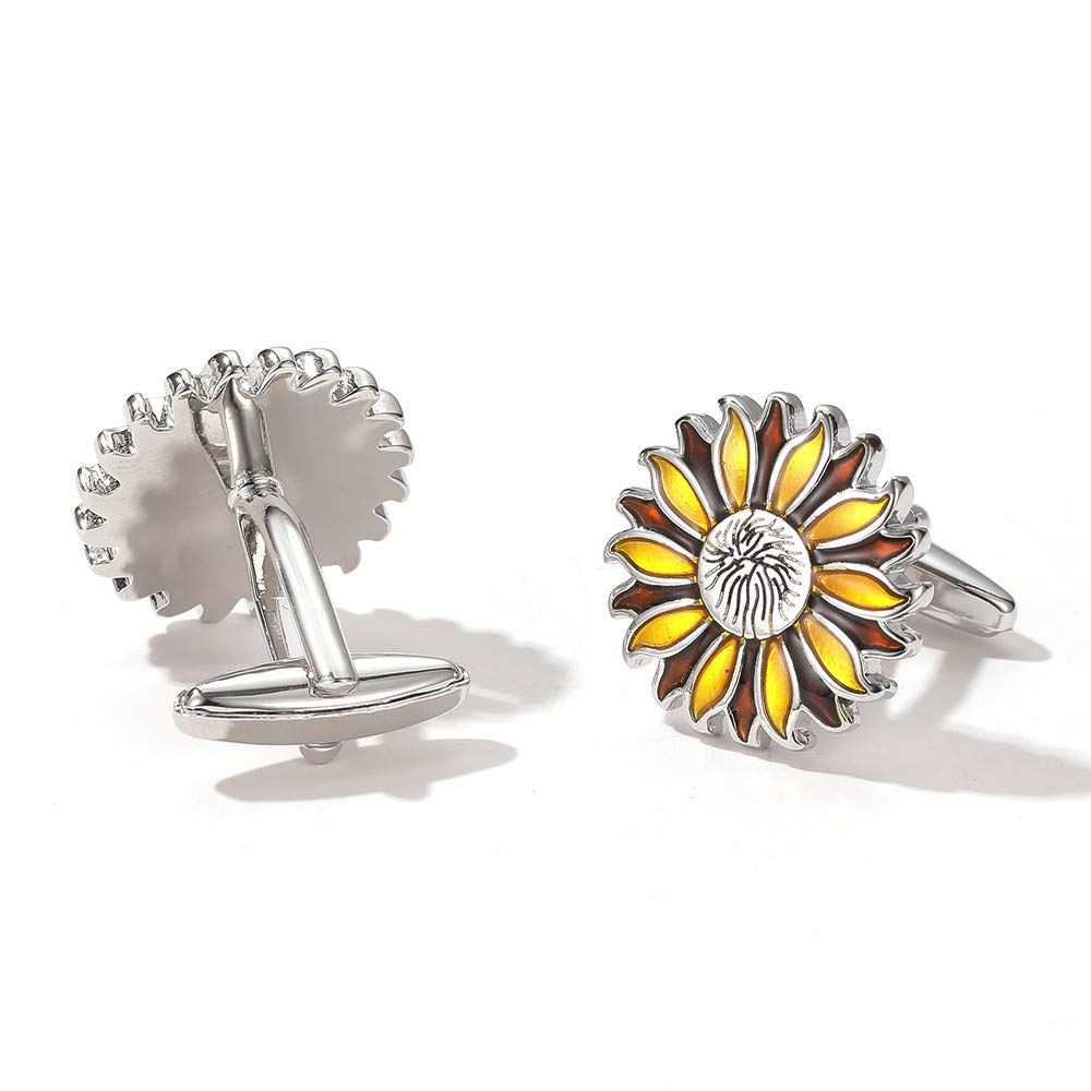 Yellow Chimes Exclusive Collection Stainless Steel Sunflower Designer Cuff Links for Men