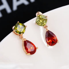 Yellow Chimes Drop Earrings for Women Multicolor Swiss Cubic Zirconia 18K Gold Plated Drop Earring for Women