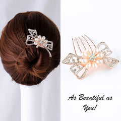 Yellow Chimes Comb Pin for Women Hair Accessories for Women Floral Comb Clips for Hair for Women Rosegold Crystal Hair Pin Bridal Hair Accessories for Wedding Side Pin / Comb Pin / Juda Pin Accessories for Women
