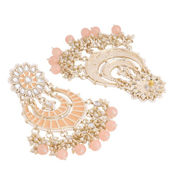 Yellow Chimes Earrings for Women and Girls Meenakari Chandbali | Gold Plated Pink Meenakari Chand Baliyan Earrings | Birthday Gift for girls and women Anniversary Gift for Wife