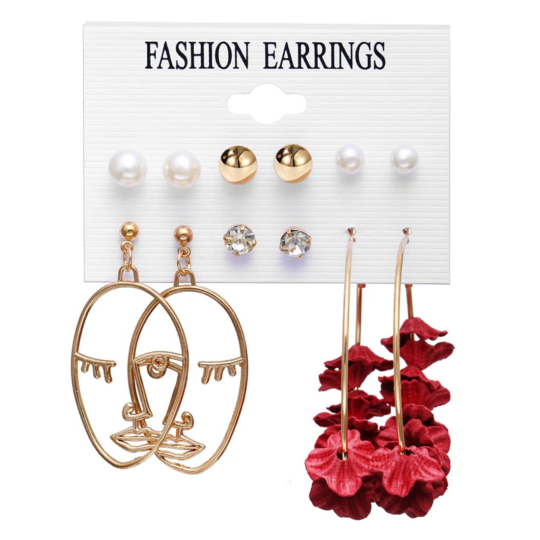 Yellow Chimes Latest Fashion Designs Combo of 12 Pairs Gold Plated Pearl Thread Dangle Stud Hoop Earrings Set for Women and Girls, Medium