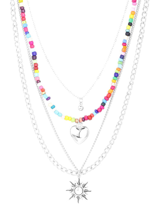 Yellow Chimes Layered Choker Necklace for Women Multi Color Plated Thick Chain Multi Layer Chain Choker Necklace for Girls and Women (NK 8)