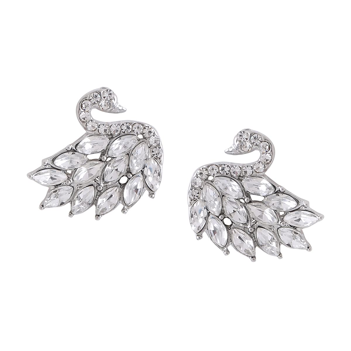 Yellow Chimes Earrings For Women Silver Tone Elegant Crystal Duck Bird Shape Stud Earrings For Women and Girls