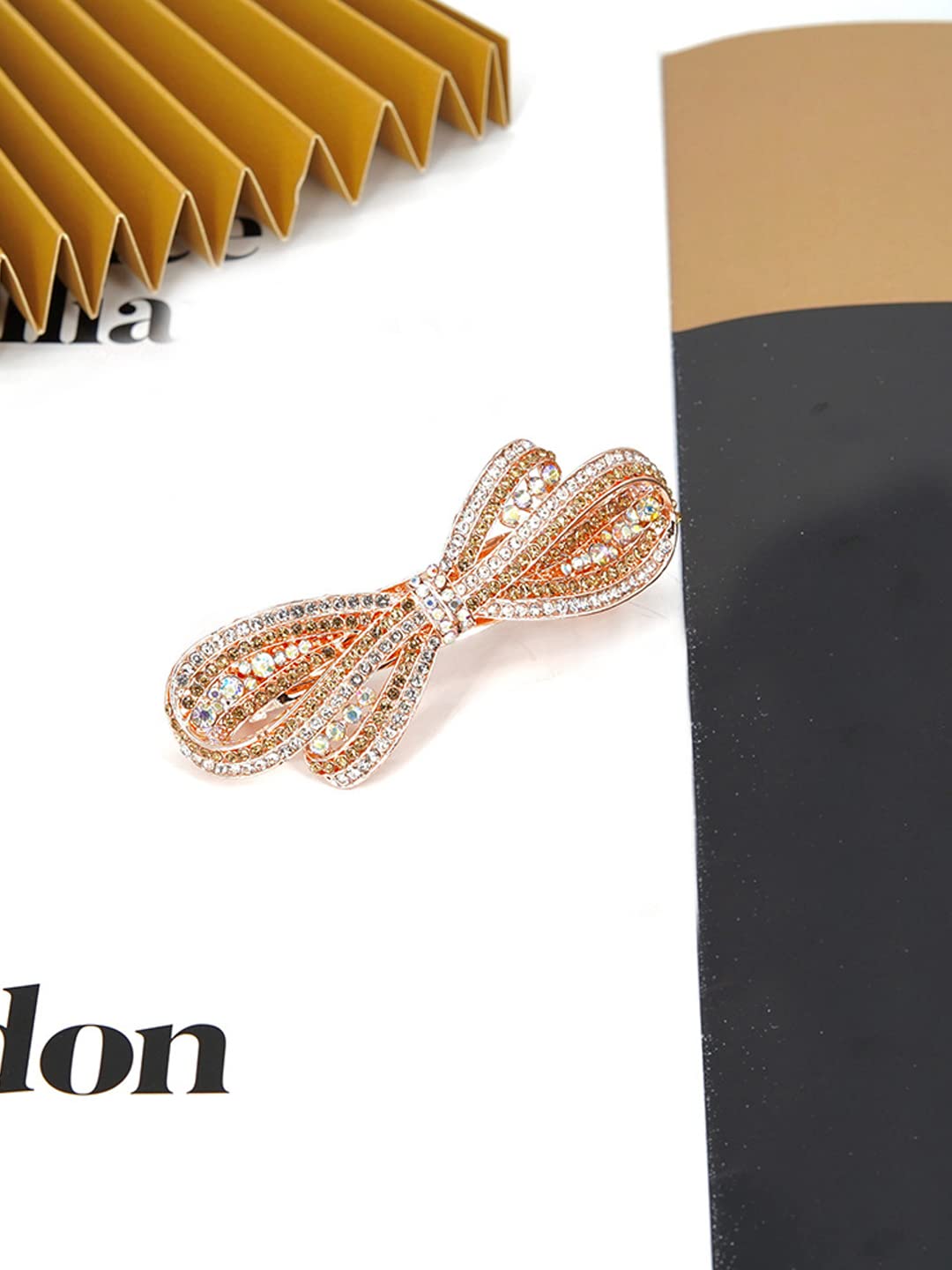 Yellow Chimes Hair Clips for Women Hair Barrette Clips for Girls Gold Crystal Hairclips French Barrette for Girls and Women Hair Accessories.