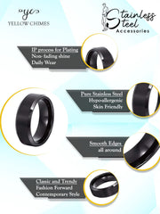 Yellow Chimes Rings for Women Black Ring 316L Stainless Steel Black Band Ring Women and Girls (9)